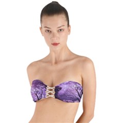 Violet Nature Twist Bandeau Bikini Top