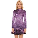 Violet Nature Long Sleeve Velour Longline Dress View1