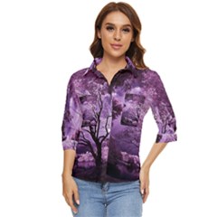 Violet Nature Women s Quarter Sleeve Pocket Shirt