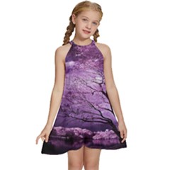 Violet Nature Kids  Halter Collar Waist Tie Chiffon Dress