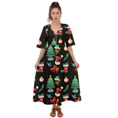Christmas Pattern Kimono Sleeve Boho Dress by designsbymallika