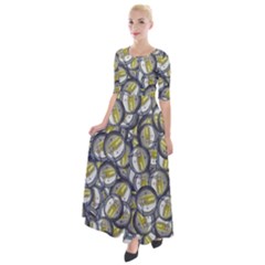 Gong Instrument Motif Pattern Half Sleeves Maxi Dress by dflcprintsclothing