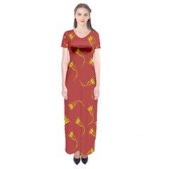 Background Pattern Texture Design Short Sleeve Maxi Dress