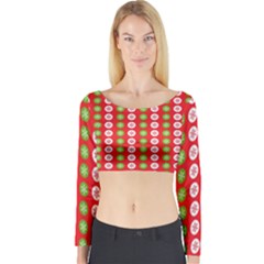 Festive Pattern Christmas Holiday Long Sleeve Crop Top