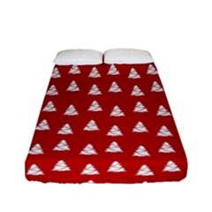 White Christmas Tree Red Fitted Sheet (full/ Double Size) by TetiBright