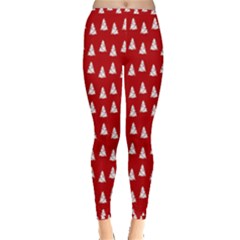 White Christmas Tree Red Inside Out Leggings