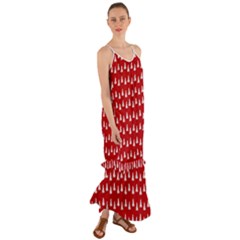 White Christmas Tree Red Cami Maxi Ruffle Chiffon Dress by TetiBright