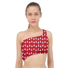 White Christmas Tree Red Spliced Up Bikini Top  by TetiBright