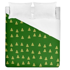 Green Christmas Trees Green Duvet Cover (Queen Size)