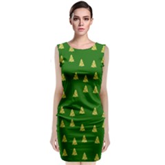 Green Christmas Trees Green Sleeveless Velvet Midi Dress