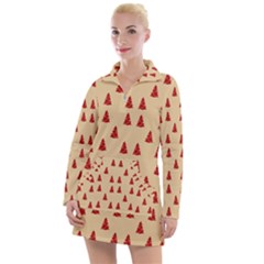 Red Christmas Tree Brown Women s Long Sleeve Casual Dress by TetiBright