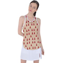 Red Christmas Tree Brown Racer Back Mesh Tank Top by TetiBright