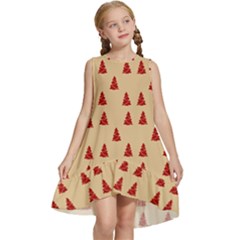 Red Christmas Tree Brown Kids  Frill Swing Dress by TetiBright