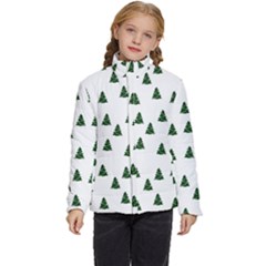 Green Christmas Trees White Kids  Puffer Bubble Jacket Coat by TetiBright