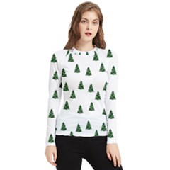 Green Christmas Trees White Women s Long Sleeve Rash Guard by TetiBright