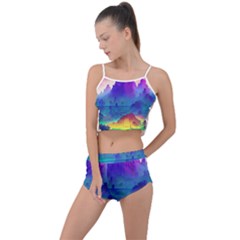 Abstract Geometric Landscape Art 3d Summer Cropped Co-ord Set