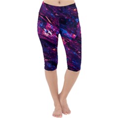 Space Futuristic Shiny Abstraction Lightweight Velour Cropped Yoga Leggings by Pakemis