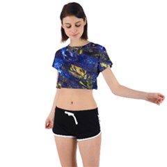 Space Futuristic Shiny Abstraction Flash Colorful Tie Back Short Sleeve Crop Tee