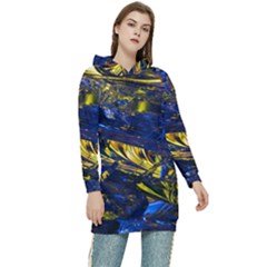 Space Futuristic Shiny Abstraction Flash Colorful Women s Long Oversized Pullover Hoodie by Pakemis