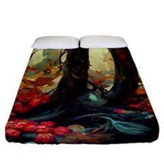 Abstract Texture Forest Trees Fruits Nature Leaves Fitted Sheet (california King Size) by Pakemis