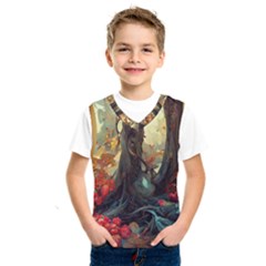 Abstract Texture Forest Trees Fruits Nature Leaves Kids  Basketball Tank Top by Pakemis