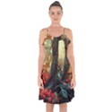 Abstract Texture Forest Trees Fruits Nature Leaves Ruffle Detail Chiffon Dress View1