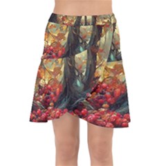 Abstract Texture Forest Trees Fruits Nature Leaves Wrap Front Skirt by Pakemis