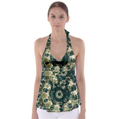 Fractal Glowing Kaleidoscope Wallpaper Art Design Babydoll Tankini Top by Pakemis