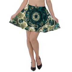 Fractal Glowing Kaleidoscope Wallpaper Art Design Velvet Skater Skirt by Pakemis