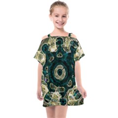 Fractal Glowing Kaleidoscope Wallpaper Art Design Kids  One Piece Chiffon Dress by Pakemis