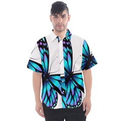 Blue And Pink Butterfly Illustration, Monarch Butterfly Cartoon Blue, Cartoon Blue Butterfly Free Pn Men s Short Sleeve Shirt