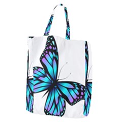 Blue And Pink Butterfly Illustration, Monarch Butterfly Cartoon Blue, Cartoon Blue Butterfly Free Pn Giant Grocery Tote by asedoi