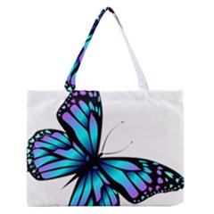 Blue And Pink Butterfly Illustration, Monarch Butterfly Cartoon Blue, Cartoon Blue Butterfly Free Pn Zipper Medium Tote Bag by asedoi