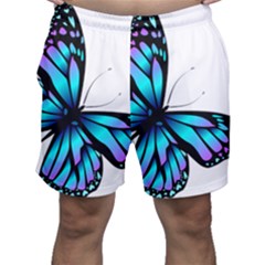 Blue And Pink Butterfly Illustration, Monarch Butterfly Cartoon Blue, Cartoon Blue Butterfly Free Pn Men s Shorts