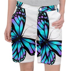 Blue And Pink Butterfly Illustration, Monarch Butterfly Cartoon Blue, Cartoon Blue Butterfly Free Pn Pocket Shorts by asedoi