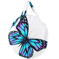 Blue And Pink Butterfly Illustration, Monarch Butterfly Cartoon Blue, Cartoon Blue Butterfly Free Pn Giant Round Zipper Tote by asedoi