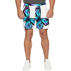 Blue And Pink Butterfly Illustration, Monarch Butterfly Cartoon Blue, Cartoon Blue Butterfly Free Pn Men s Runner Shorts