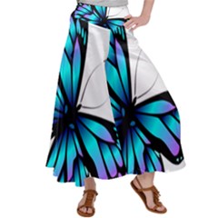 Blue And Pink Butterfly Illustration, Monarch Butterfly Cartoon Blue, Cartoon Blue Butterfly Free Pn Satin Palazzo Pants by asedoi