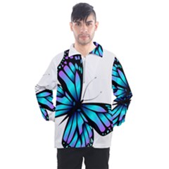 Blue And Pink Butterfly Illustration, Monarch Butterfly Cartoon Blue, Cartoon Blue Butterfly Free Pn Men s Half Zip Pullover by asedoi