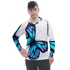 Blue And Pink Butterfly Illustration, Monarch Butterfly Cartoon Blue, Cartoon Blue Butterfly Free Pn Men s Pique Long Sleeve Tee