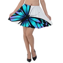Blue And Pink Butterfly Illustration, Monarch Butterfly Cartoon Blue, Cartoon Blue Butterfly Free Pn Velvet Skater Skirt by asedoi