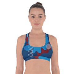 Background Abstract Design Blue Cross Back Sports Bra