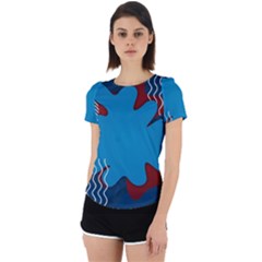 Background Abstract Design Blue Back Cut Out Sport Tee