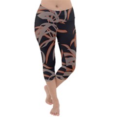 Leaf Leaves Pattern Print Lightweight Velour Capri Yoga Leggings