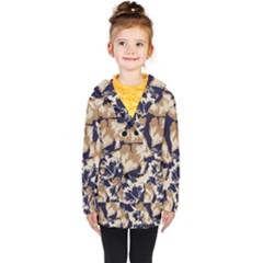 Abstract Flowers Background Pattern Kids  Double Breasted Button Coat