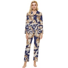 Abstract Flowers Background Pattern Womens  Long Sleeve Velvet Pocket Pajamas Set by Ravend