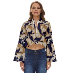 Abstract Flowers Background Pattern Boho Long Bell Sleeve Top