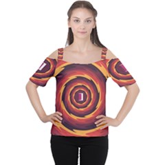 Illustration Door Abstract Concentric Pattern Cutout Shoulder Tee