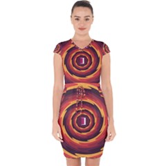 Illustration Door Abstract Concentric Pattern Capsleeve Drawstring Dress  by Ravend