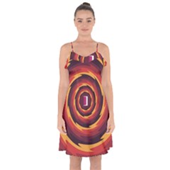 Illustration Door Abstract Concentric Pattern Ruffle Detail Chiffon Dress